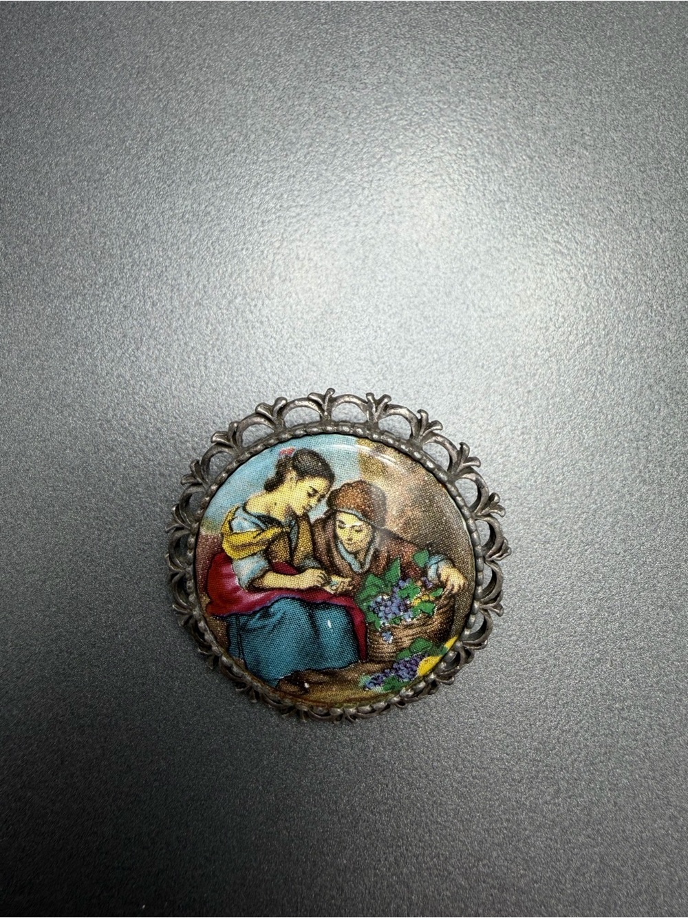 ❤️2/$80 Vintage Bilston Enamel Brooch Blueberries #114PO